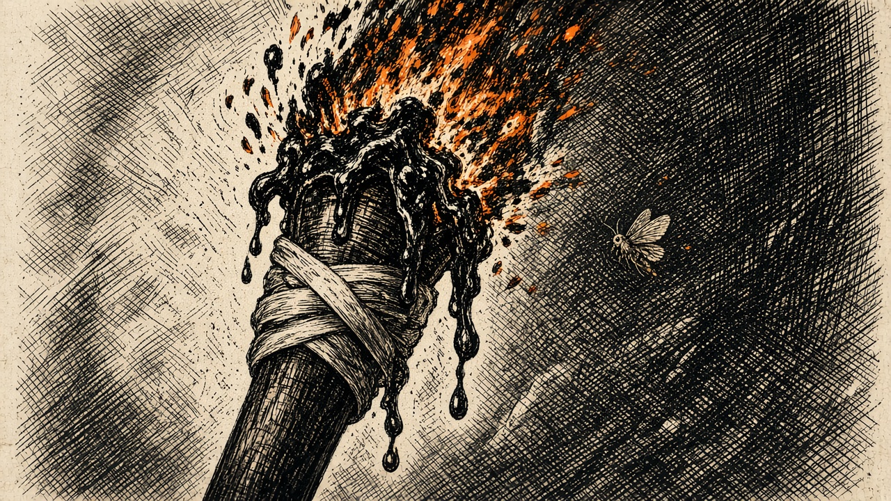 Woodcut of a pitch torch